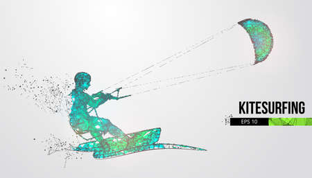 Kiteboarding, hydrofoil. Silhouette of a kitesurfer. Freeride competition. Vector illustration....