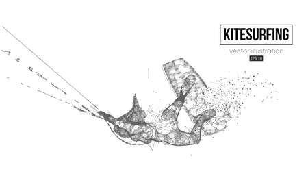 Kiteboarding, hydrofoil. Silhouette of a kitesurfer. Freeride competition. Vector illustration. Thanks for watchingのイラスト素材