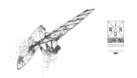 Windsurfing. Wireframe silhouette of a windsurfer.のイラスト素材