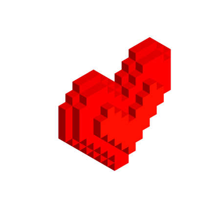 Pixel heart isometric style. vector illustrationのイラスト素材