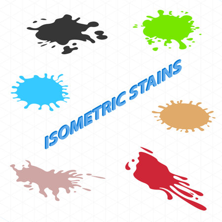isometric stains.liquid stains isometric planeのイラスト素材
