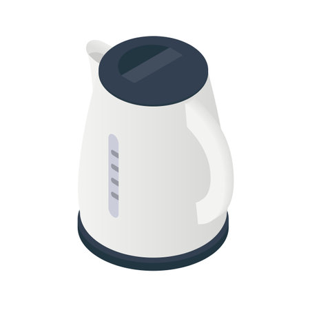 Electric kettle isometric design. Kitchen appliance to boil water isolated 3d object. vector illustrationのイラスト素材