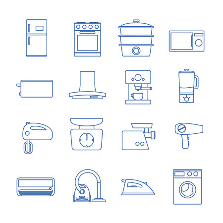 household appliances set iconsのイラスト素材