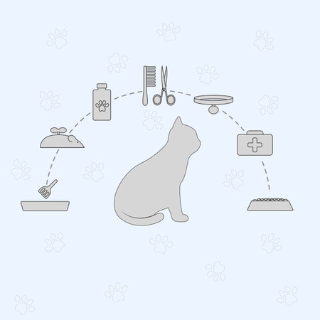 Set of icons for the care of a catのイラスト素材