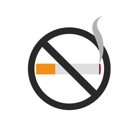 No smoking. Cigarette smoke sign ban on white backgroundのイラスト素材