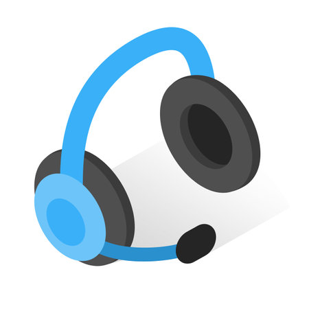 Headset with microphone. icon in isometric styleのイラスト素材