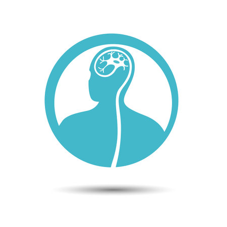 man and neuron, neurology icon, isolated illustrationのイラスト素材