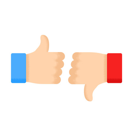 Thumb up and down. isolated vector illustrationのイラスト素材