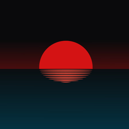 Minimalist illustration of sunsetのイラスト素材