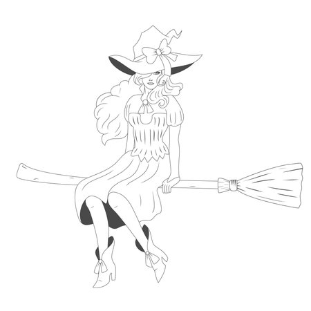 witch on a broomstickのイラスト素材