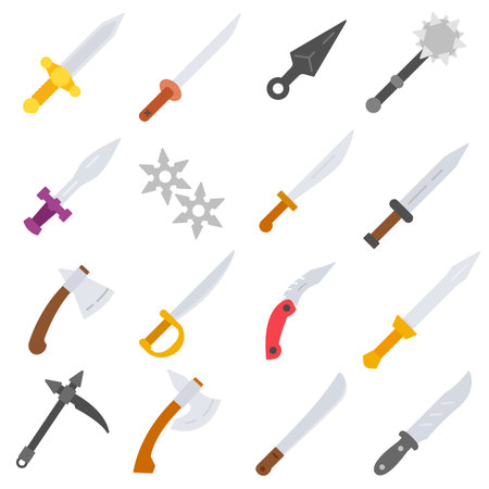 Edged weapons icons set. Cold steel arms collectionのイラスト素材