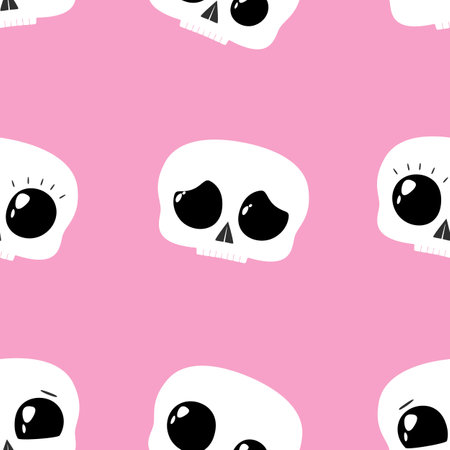 cute skull seamless patternのイラスト素材