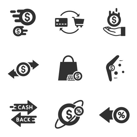 Cashback reward program, monochrome icons set. simple symbols collectionのイラスト素材