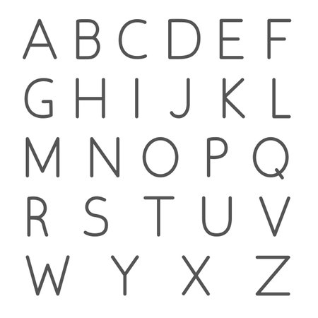 alphabet, thin line design. linear letters collection. English alphabet, isolated vector illustrationのイラスト素材