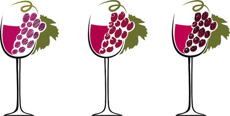 Glasses with wine on a white backgroundのイラスト素材