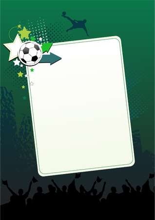 Vector football banner with the ball and stars on a green backgroundのイラスト素材