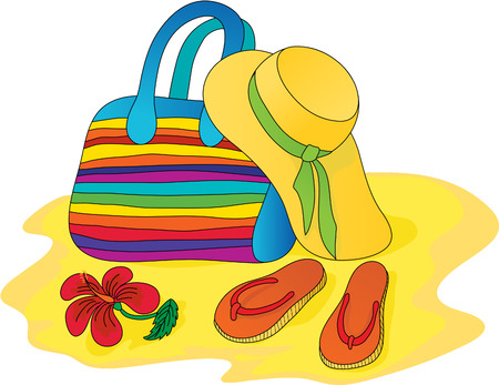 Hat, bag, sandalsのイラスト素材
