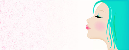 Woman's face with blue hairのイラスト素材