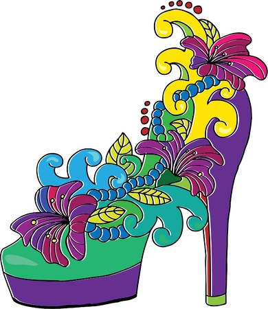 Female the shoes, decorated with fantastic flowers.のイラスト素材