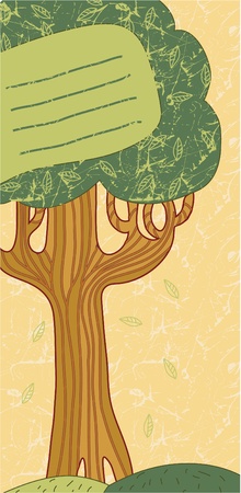 Vector hand drawn cards with a tree. のイラスト素材