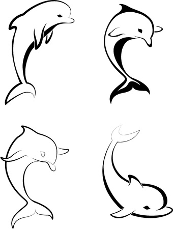 Silhouettes of the dolphins のイラスト素材