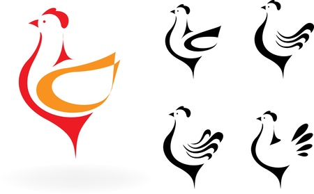 stylized chicken on the white backgroundのイラスト素材