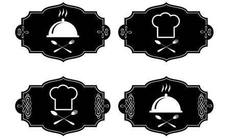 cooking symbols, collection, chef with spoon and fork のイラスト素材