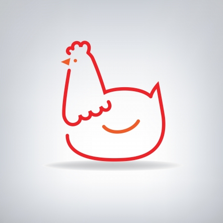 stylized chicken on a grey background,  illustrationのイラスト素材