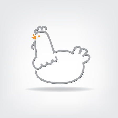 stylized chicken on a gr?y background, vector illustrationのイラスト素材