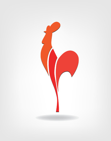 stylized cock on the gray backgroundのイラスト素材