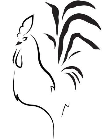 stylized cock on the white backgroundの写真素材