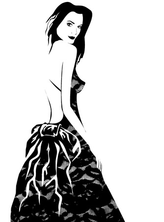 fashionable woman in a lace dressの写真素材