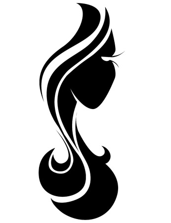 Fashion girl. Vector illustration of Woman's silhouette with beautiful hairのイラスト素材