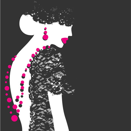 Background with beautiful girl. in an evening dressのイラスト素材