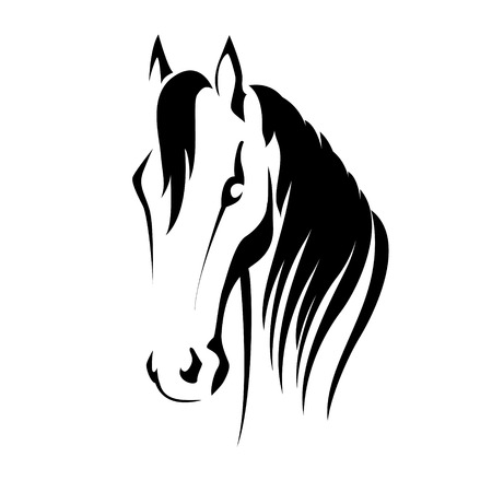 horse head with flying mane vector illustrationのイラスト素材