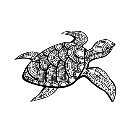 Stylized turtle. Hand Drawn doodle vector illustration.のイラスト素材