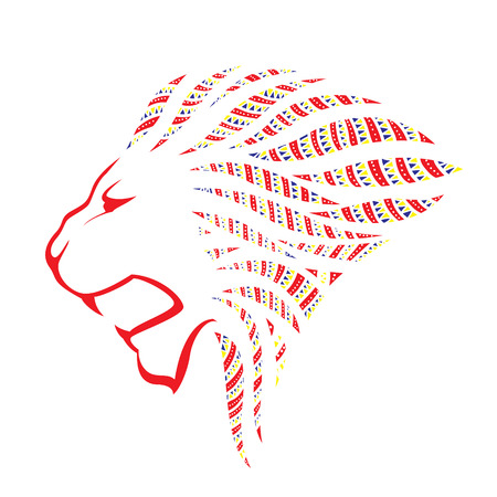 Lion head silhouette on white background - vector illustrationのイラスト素材