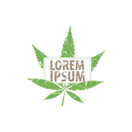 Logo cannabis leaf. Vector cannabis grunge emblem.のイラスト素材