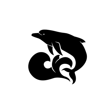 Dolphin jumping over a wave. vector designのイラスト素材