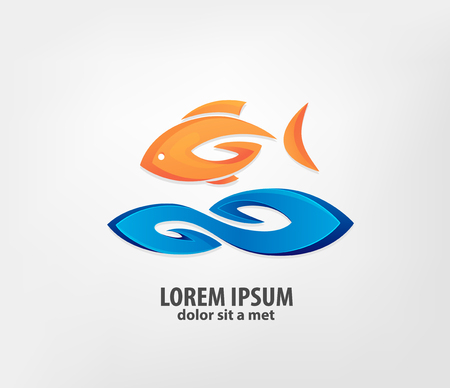 Fish element design. Wave element design. vector design template.のイラスト素材