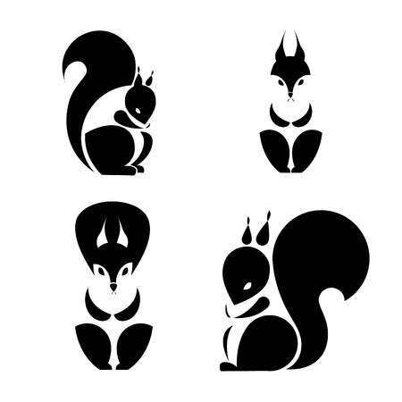 Silhouette Squirrel. Vector sign for your design.のイラスト素材