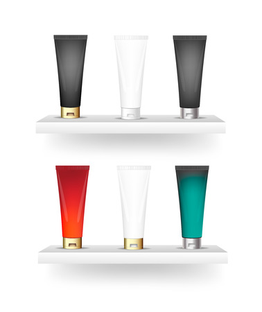 blank cosmetic package collection set isolated on white backgroundのイラスト素材
