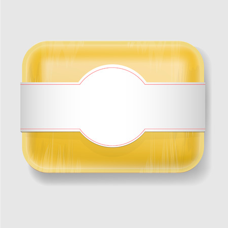 Yellow Empty Blank Plastic Food Tray Container. Mock Up Template package.のイラスト素材