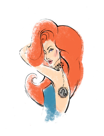 Illustration of Leo astrological sign as a beautiful girl. Fashion illustrationの写真素材
