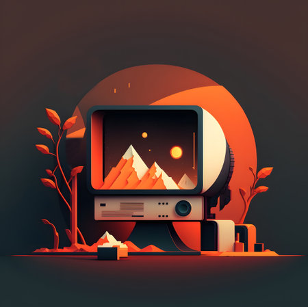 Technology background, modern illustration in subdued colors displays technology concept.の写真素材