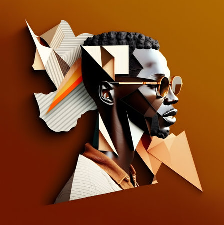 Silhouette of an African man in a modern abstract style.の写真素材