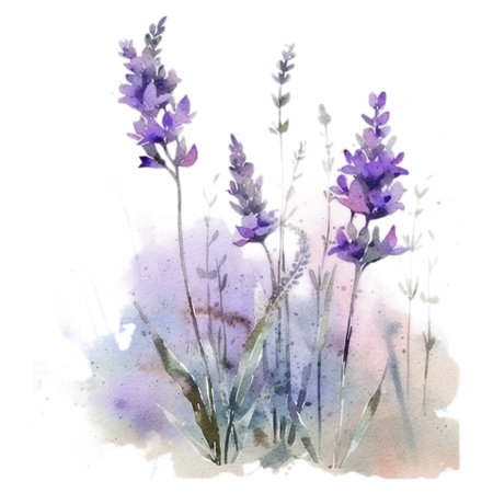 Lavender watercolor. Beautiful floral bouquets.の写真素材