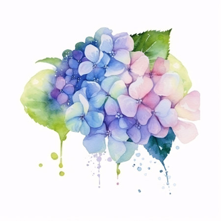 Watercolor Hydrangea on a white background.の素材