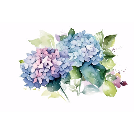 Watercolor Hydrangea on a white background.の素材