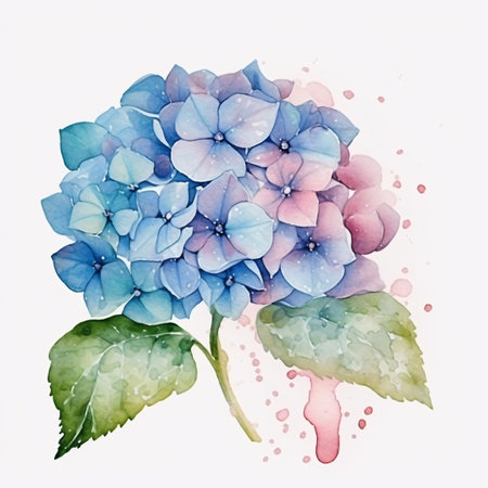 Watercolor Hydrangea on a white background.の素材
